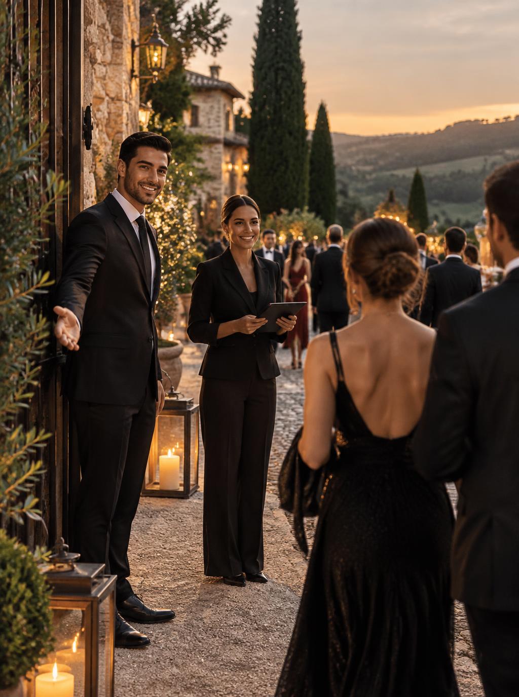 Addetti a sicurezza e accoglienza per un evento di gala