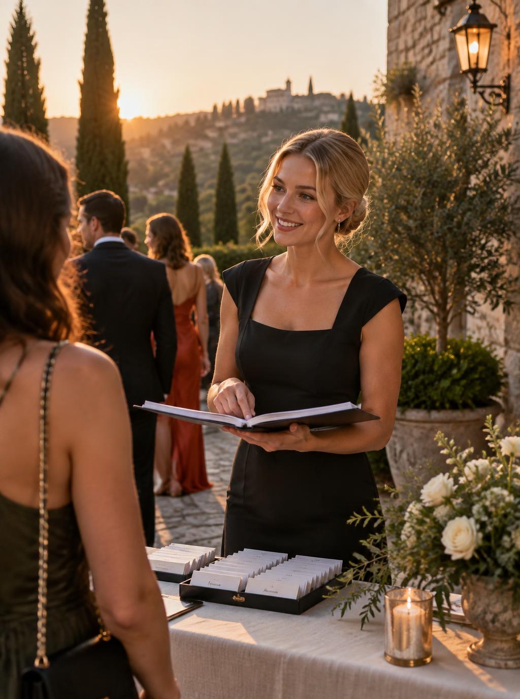 Hostess durante l'accredito degli ospiti
